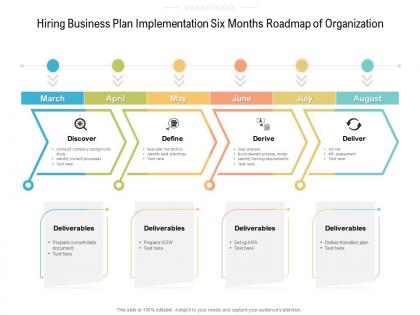 Hiring business plan implementation six months roadmap of organization