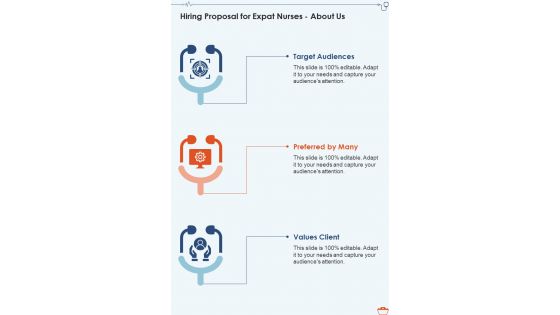 Hiring Proposal For Expat Nurses About Us One Pager Sample Example Document