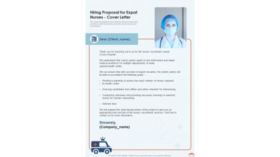 Hiring Proposal For Expat Nurses Cover Letter One Pager Sample Example Document