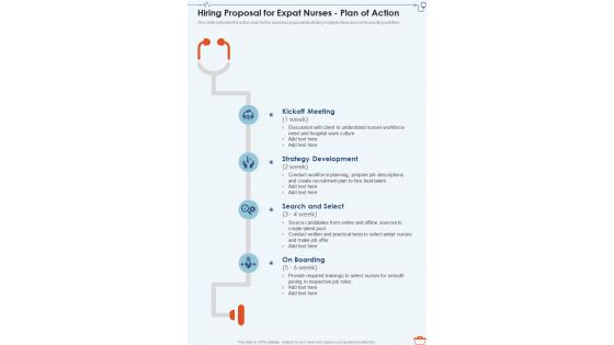 Hiring Proposal For Expat Nurses Plan Of Action One Pager Sample Example Document