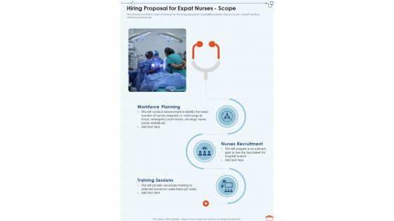 Hiring Proposal For Expat Nurses Scope One Pager Sample Example Document