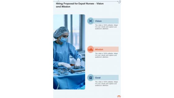 Hiring Proposal For Expat Nurses Vision And Mission One Pager Sample Example Document