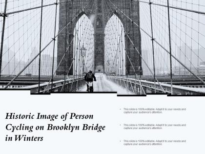Historic image of person cycling on brooklyn bridge in winters