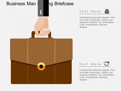 Hj business man holding briefcase flat powerpoint design