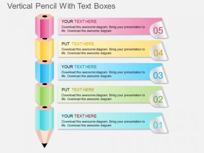 Hl vertical pencil with text boxes powerpoint template