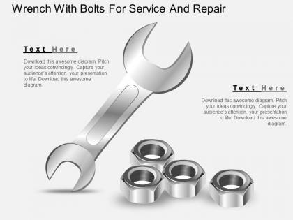 Hn wrench with bolts for service and repair powerpoint template