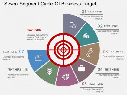 Ho seven segment circle of business target flat powerpoint design
