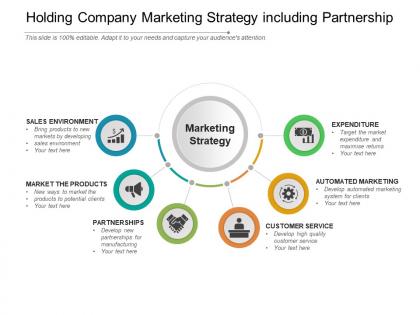 Holding company marketing strategy including partnership