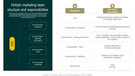 Holistic Marketing Team Structure And Streamlined Holistic Marketing Techniques MKT SS V