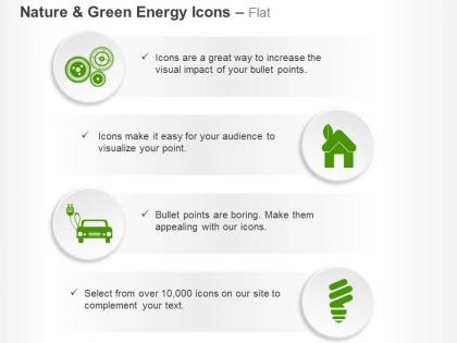Home car cfl green power sources ppt icons graphics