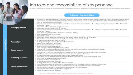 Home Healthcare Business Plan Job Roles And Responsibilities Of Key Personnel BP SS