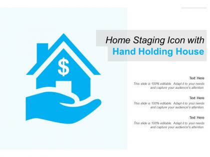 Home staging icon with hand holding house