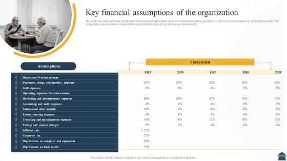 Homecare Agency Business Plan Key Financial Assumptions Of The Organization BP SS