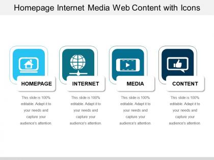 Homepage internet media web content with icons