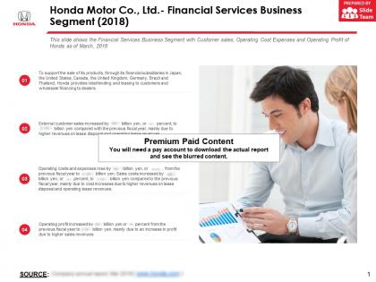 Honda motor co ltd financial services business segment 2018