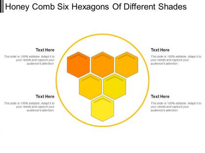Honey comb six hexagons of different shades
