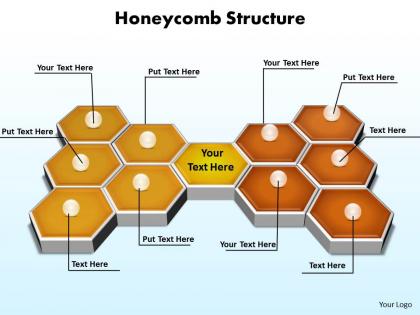 Honeycomb structure 3d on flat surface powerpoint diagram templates graphics 712