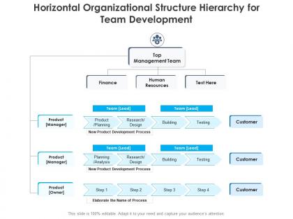 Horizontal organizational structure hierarchy for team development