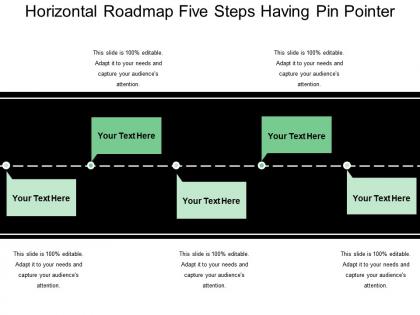 Horizontal roadmap five steps having pin pointer