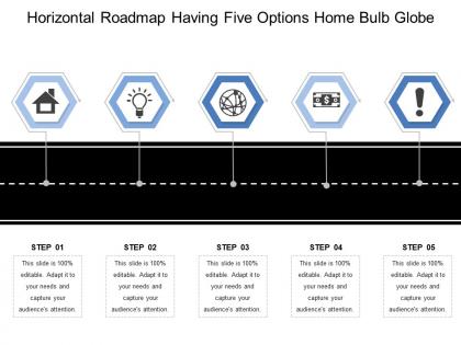 Horizontal roadmap having five options home bulb globe