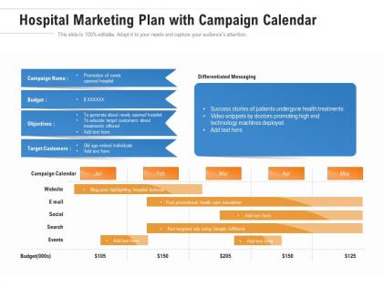 Hospital marketing plan with campaign calendar