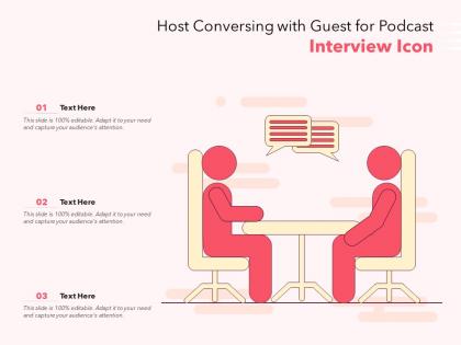 Host conversing with guest for podcast interview icon