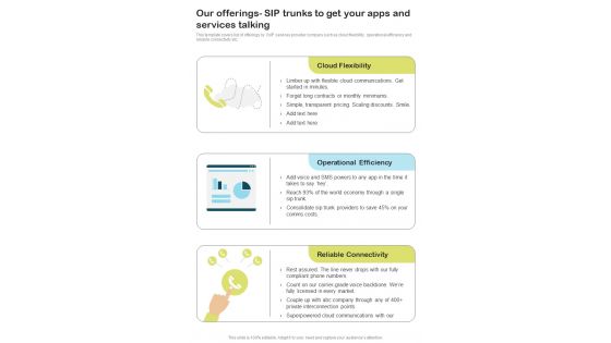 Hosted Our Offerings Sip Trunks To Get Your Apps And Services Talking One Pager Sample Example Document