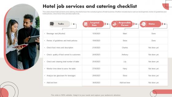 Hotel Job Services And Catering Checklist