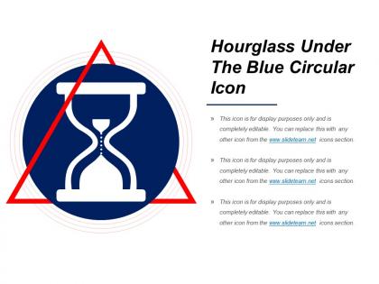 Hourglass under the blue circular icon