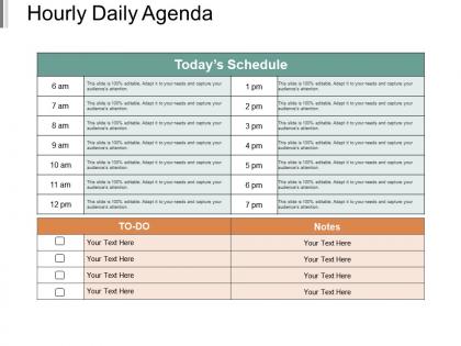 Hourly daily agenda powerpoint shapes