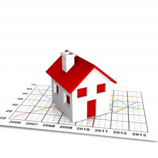 House on growth chart for realestate growth stock photo