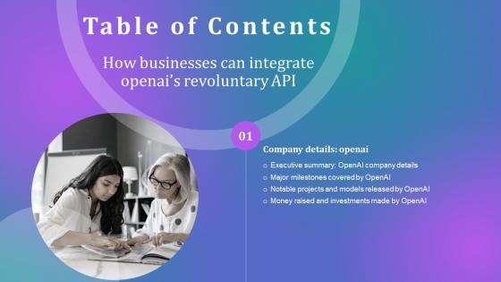 How Businesses Can Integrate Openais Revoluntary Api Table Of Contents Chatgpt SS V