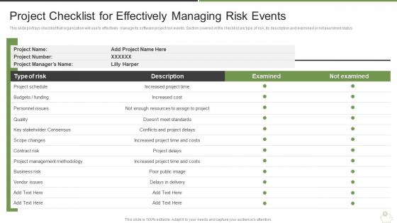 How does agile save you money it project checklist for effectively managing risk events