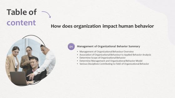 How Does Organization Impact Human Behavior For Table Of Contents