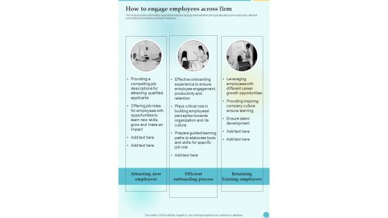 How To Engage Employees Across Training Playbook Template One Pager Sample Example Document