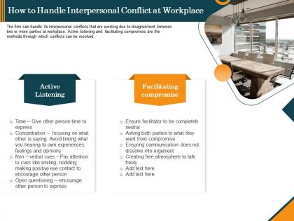 How to handle interpersonal conflict at workplace ppt background images