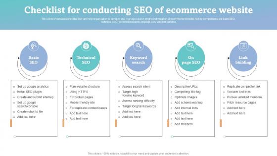 How To Increase Ecommerce Website Checklist For Conducting Seo Of Ecommerce Website