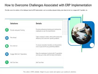 How to overcome challenges associated with erp implementation enterprise management system ems ppt brochure