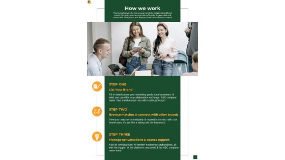 How We Work How To Pitch A Brand Collaboration Proposal One Pager Sample Example Document