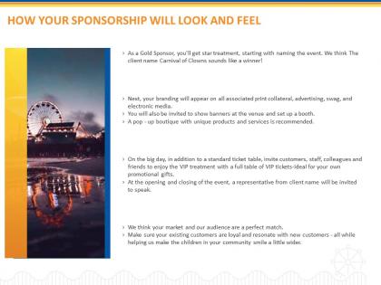 How your sponsorship will look and feel ppt powerpoint presentation visuals