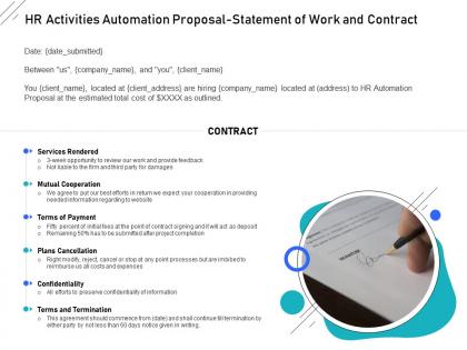 Hr activities automation proposal statement of work and contract ppt powerpoint grid