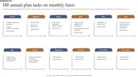 HR Annual Plan Tasks On Monthly Basis