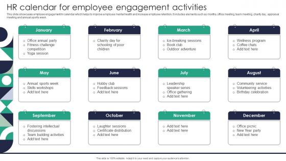 HR Calendar For Employee Engagement Activities