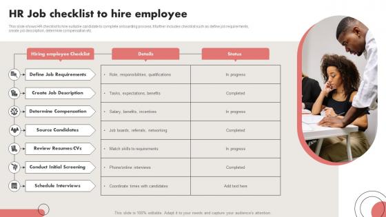 HR Job Checklist To Hire Employee
