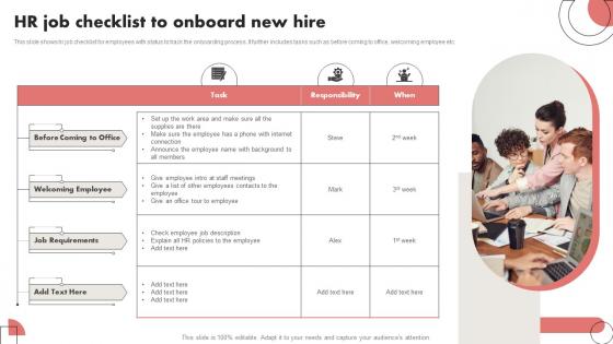 HR Job Checklist To Onboard New Hire