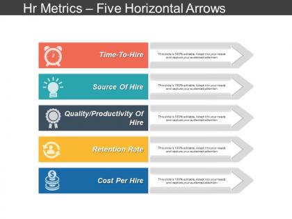 Hr metrics five horizontal arrows ppt slide templates