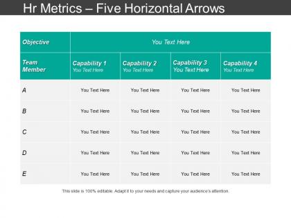 Hr metrics five horizontal arrows ppt slide themes