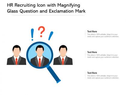 Hr recruiting icon with magnifying glass question and exclamation mark