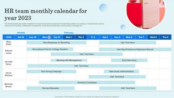 Hr Team Monthly Calendar For Year 2023