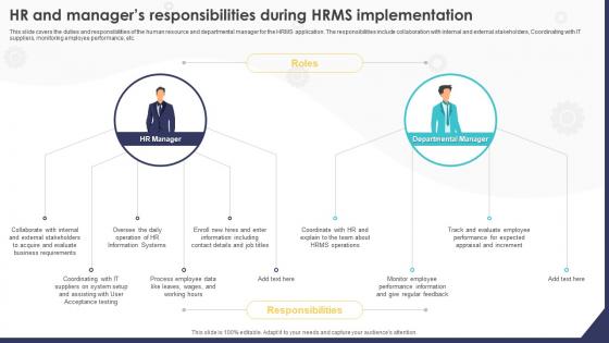 HRMS Implementation Strategy HR And Managers Responsibilities During HRMS Implementation
